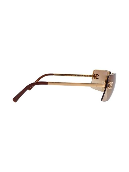 Chanel Half Rimless CC Logo Eyewear Sunglasses Rhinestone Gold Brown Y2K Vintage main image 9